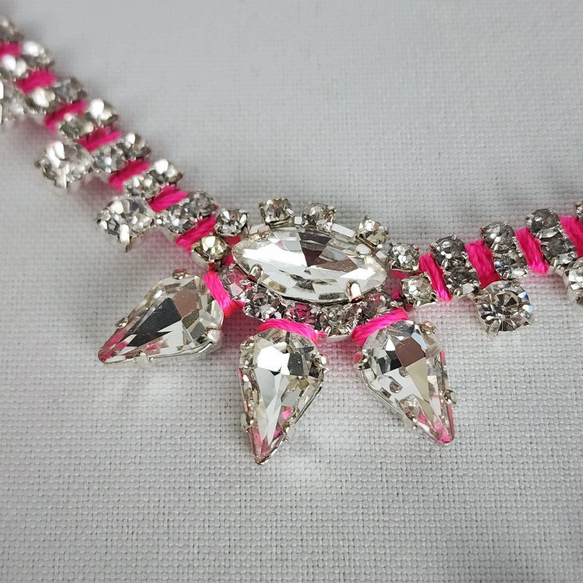 Stella & Dot Pink & Silver Neon Dreams Statement Necklace