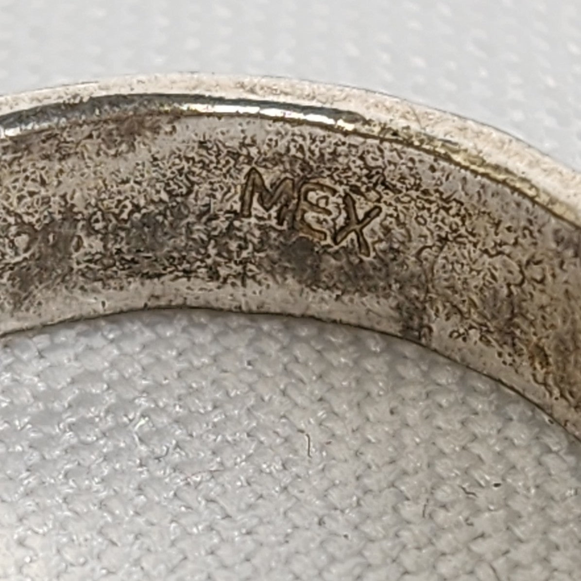 Mex Sterling Silver Hammered Ring Size 7