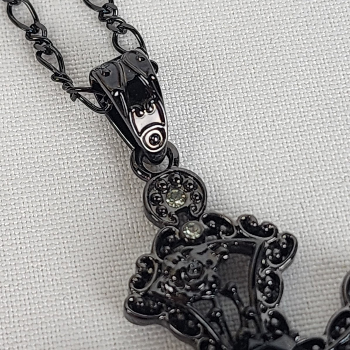 FAC Black Rhinestone Cross Pendant Necklace