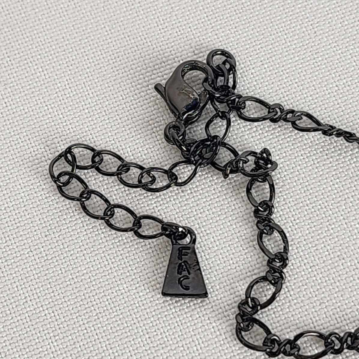 FAC Black Rhinestone Cross Pendant Necklace
