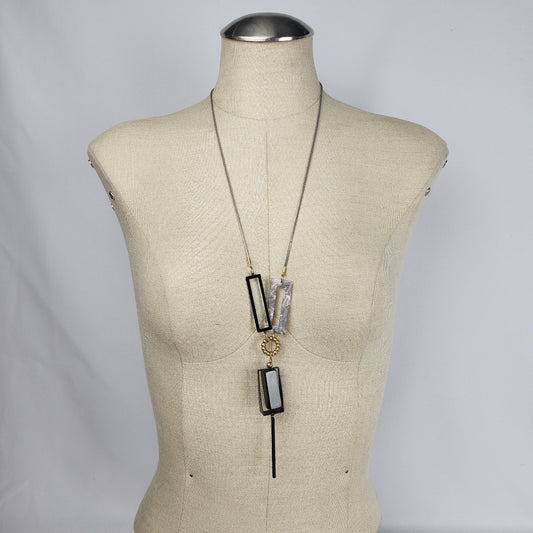 Green & Pink Light Weight Y Necklace