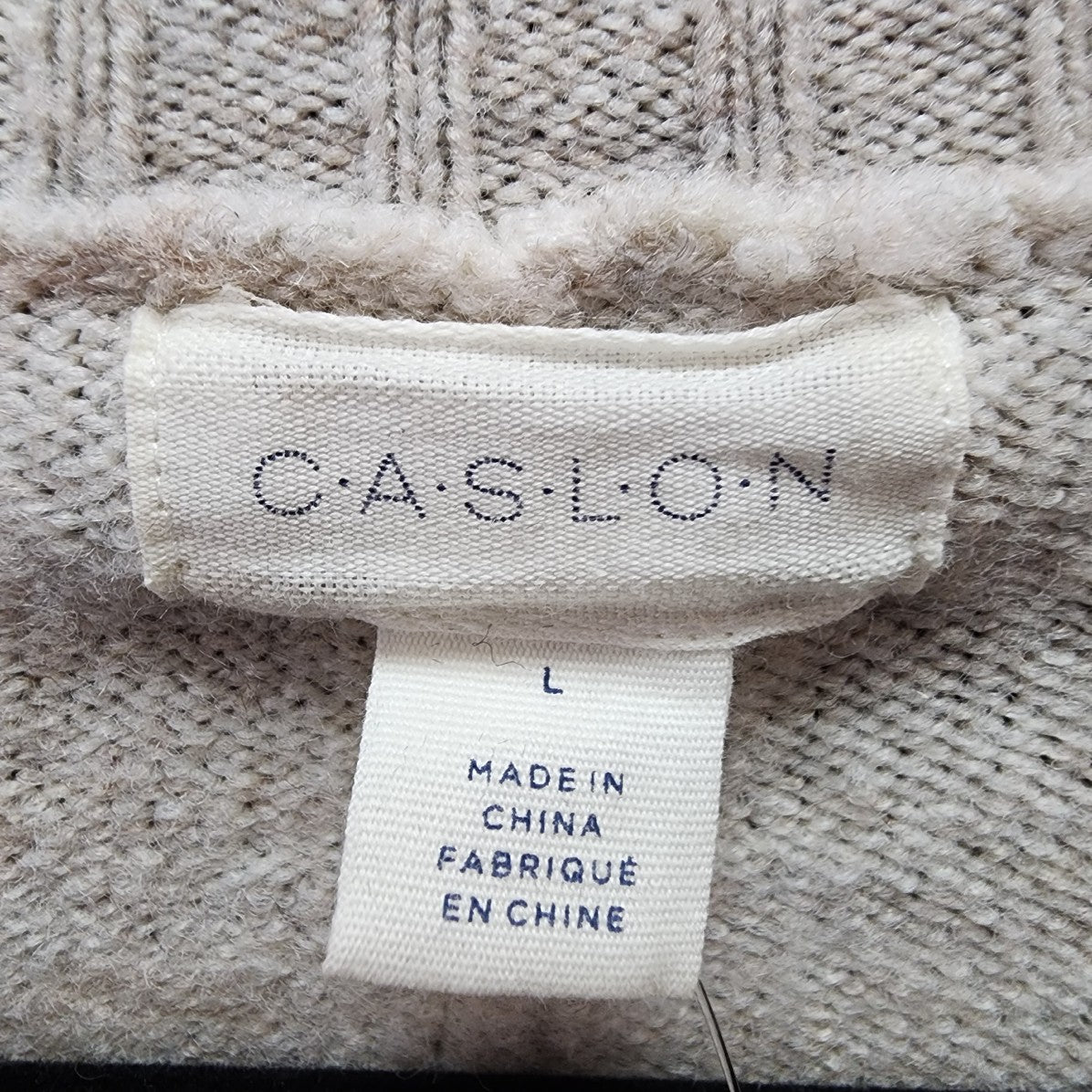 CASLON Cream Knit Crew Neck Sweater Size L