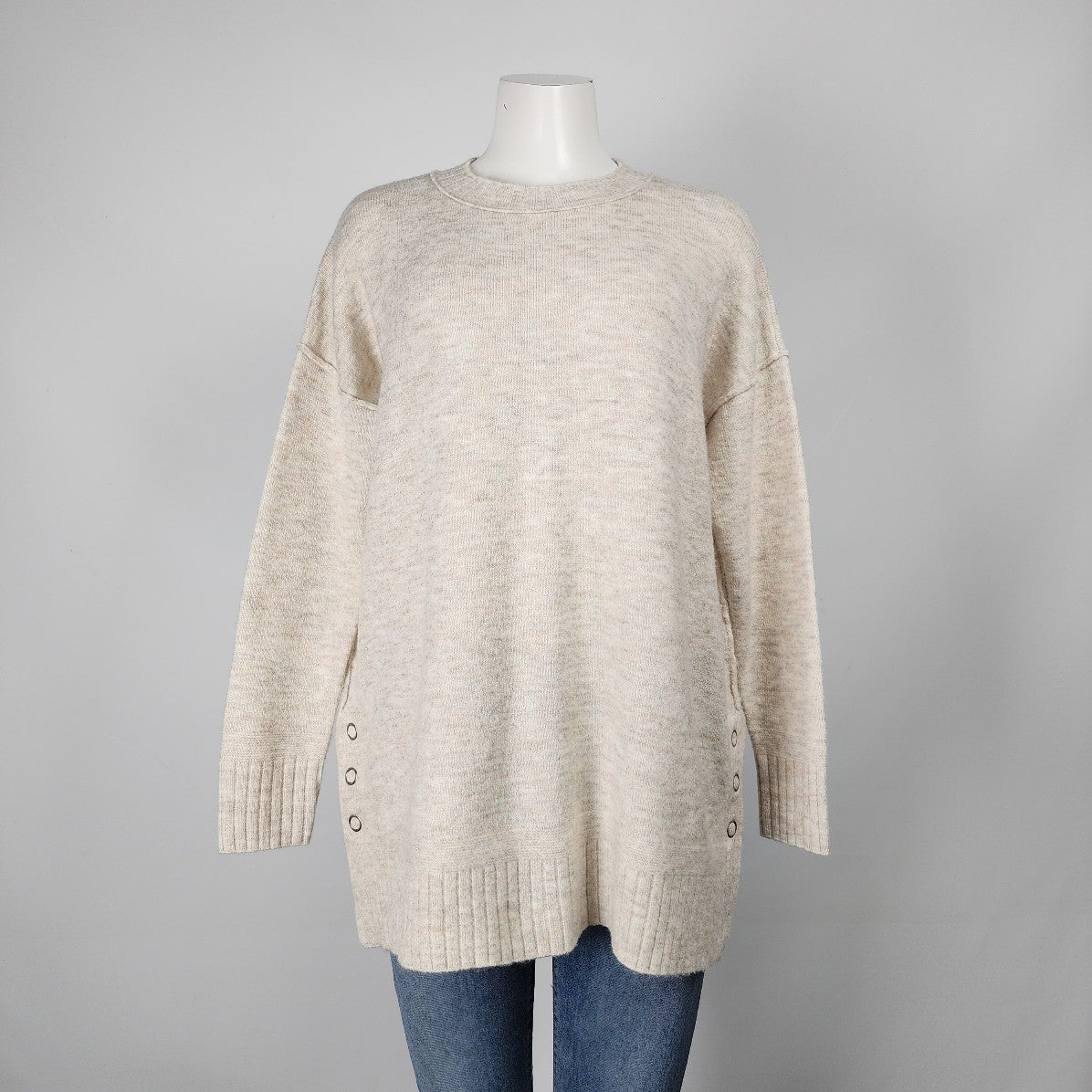 CASLON Cream Knit Crew Neck Sweater Size L