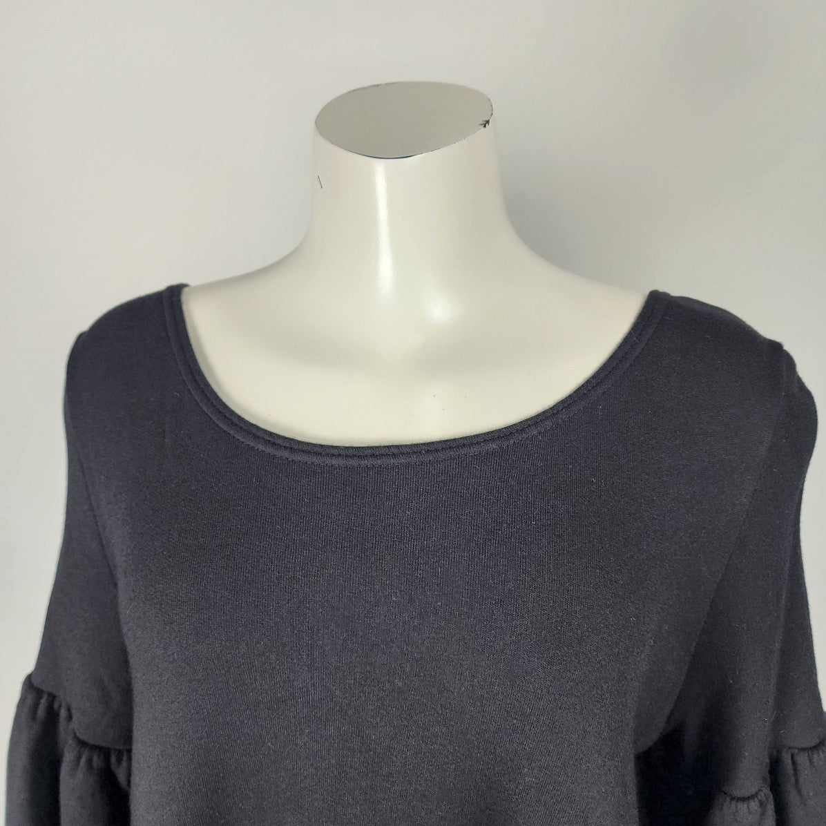 Bryn Walker Black Bamboo Cotton Ruffle Sleave Top Size S/M