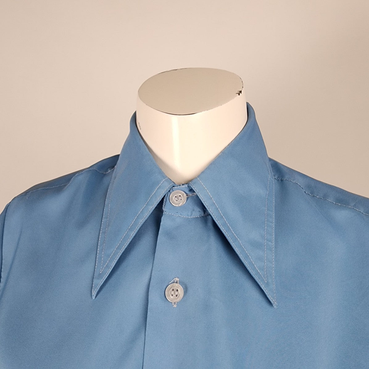 Vintage Prince Romano Blue Button Up Collared Top Size S/M