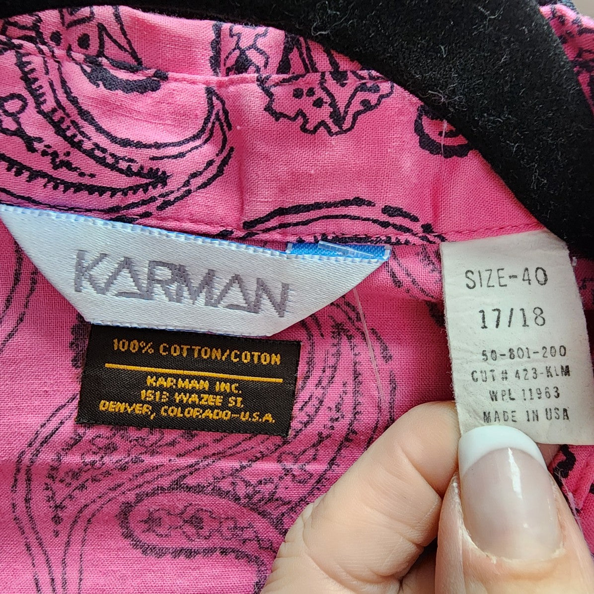 Karman Pink Western Pearl Snap Collared Shirt Size L