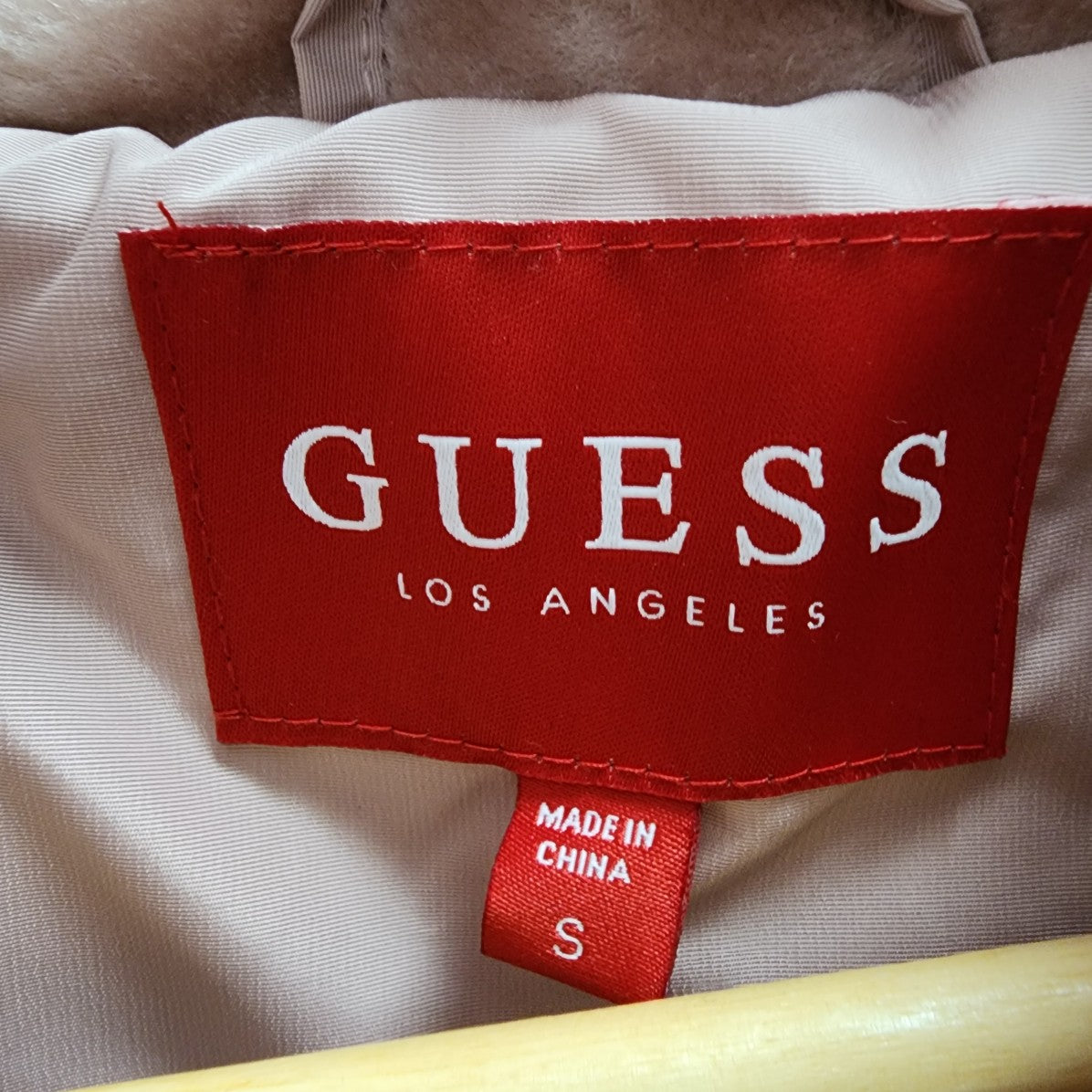 Guess Pink Hooded Puffer Jacket Size S