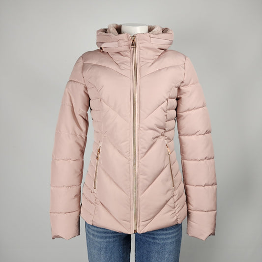 Guess Pink Hooded Puffer Jacket Size S