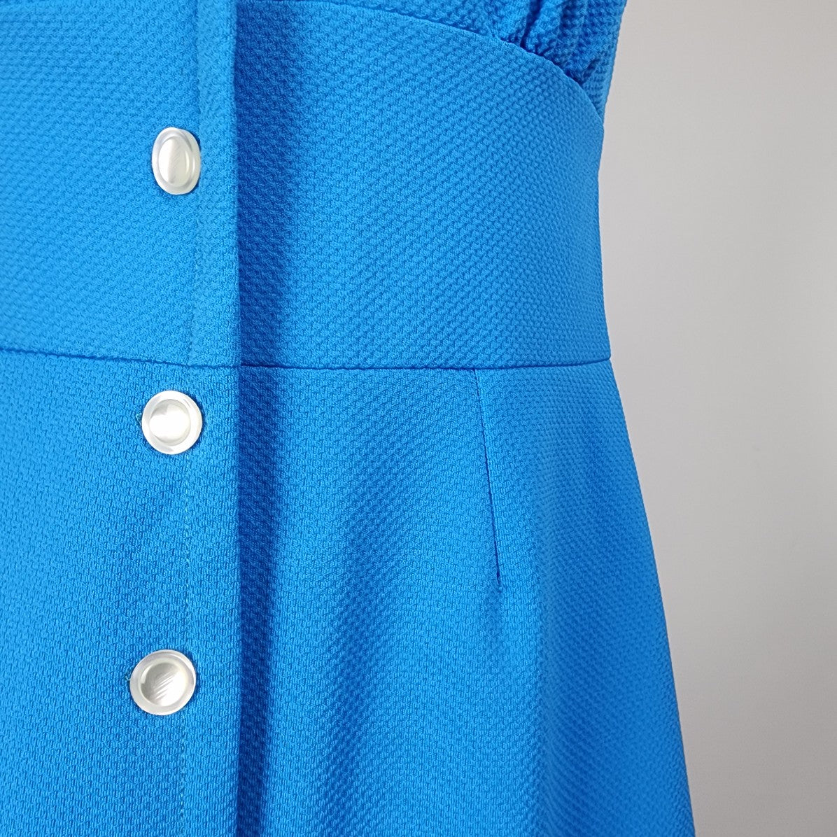 Vintage Blue Button Up A Line Dress Size S/M