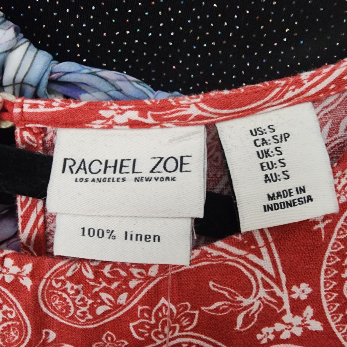 Rachel Zoe Red Floral Linen A-Line Dress Size S