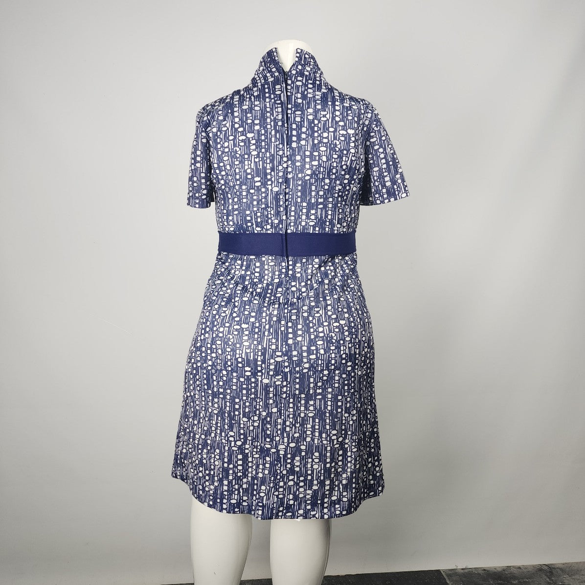 Vintage Lenoir Blue Belted Sheath Dress Size XL