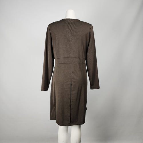 Dynamite Brown Long Sleeve Ruched Knee Length Dress Size L/XL