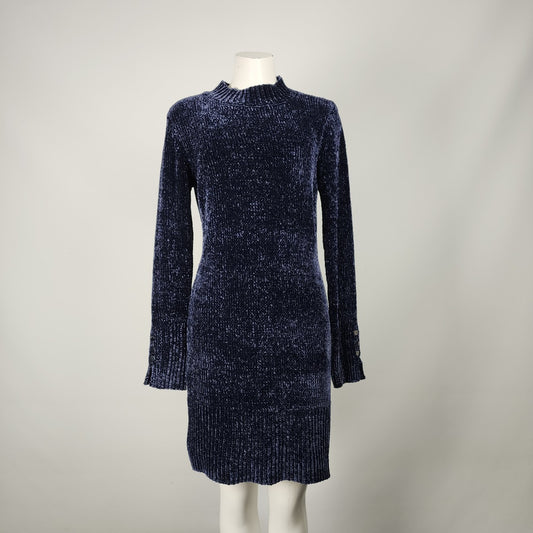 Dynamite Blue Fuzzy Soft Knit Long Sleeve Sweater Dress Size M/L