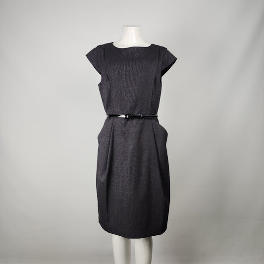 Ann Taylor Grey Belted Sheath Dress Size 12