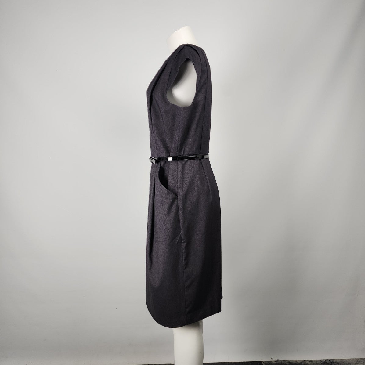 Ann Taylor Grey Belted Sheath Dress Size 12