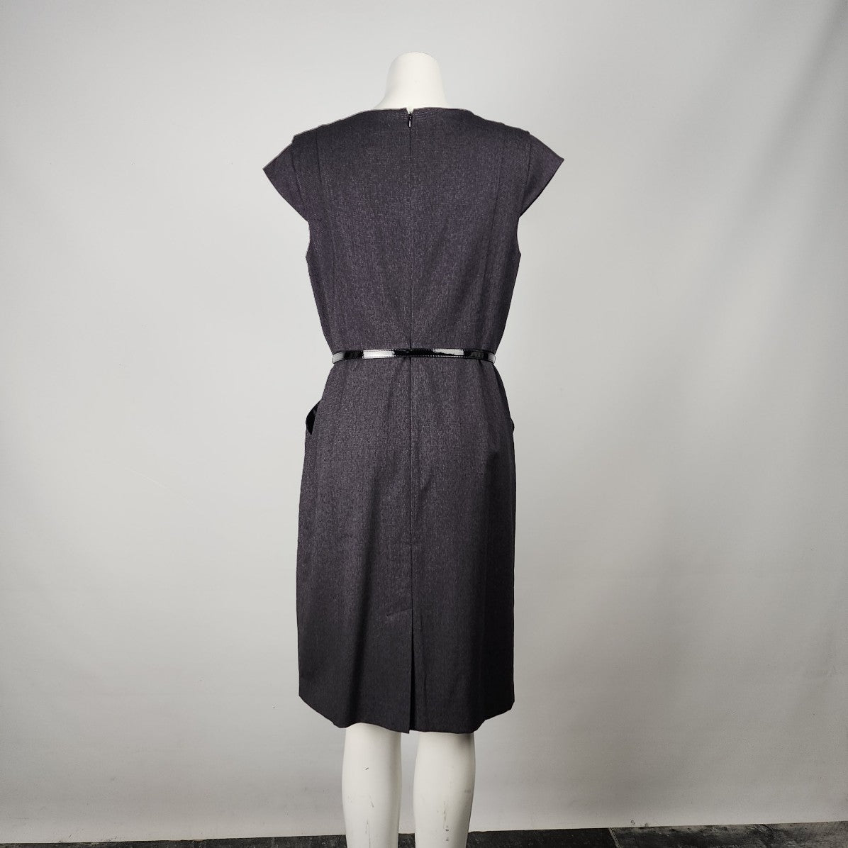 Ann Taylor Grey Belted Sheath Dress Size 12