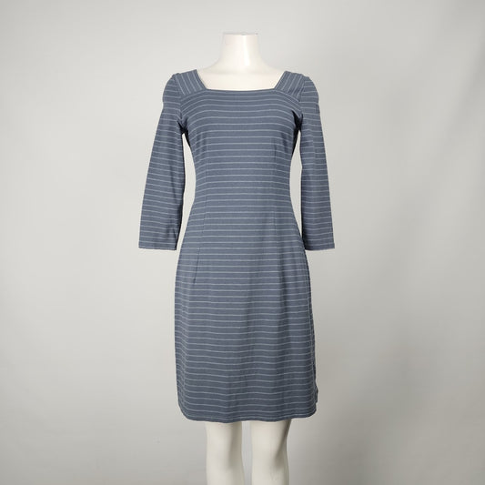 Fig Voyage Grey Striped Jersey Long Sleeve Dress Size M