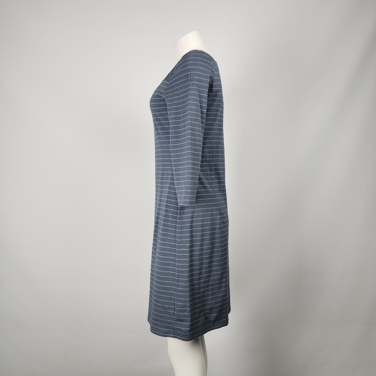 Fig Voyage Grey Striped Jersey Long Sleeve Dress Size M