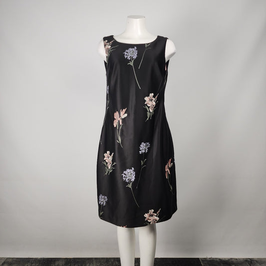 Calvin Klein Black Embroidered Floral Sheath Dress Size 10