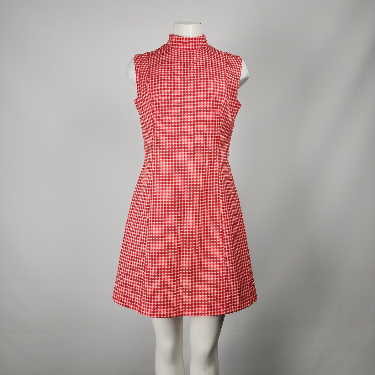 Vintage Red Houndstooth Sleeveless Fit & Flare Dress Size S/M