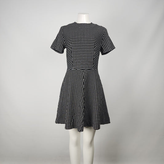 Vintage Black Check Print Fit & Flare Dress Size M