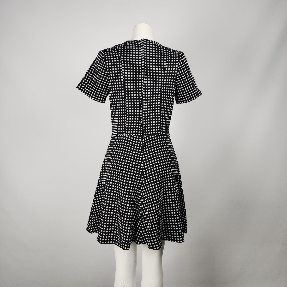 Vintage Black Check Print Fit & Flare Dress Size M