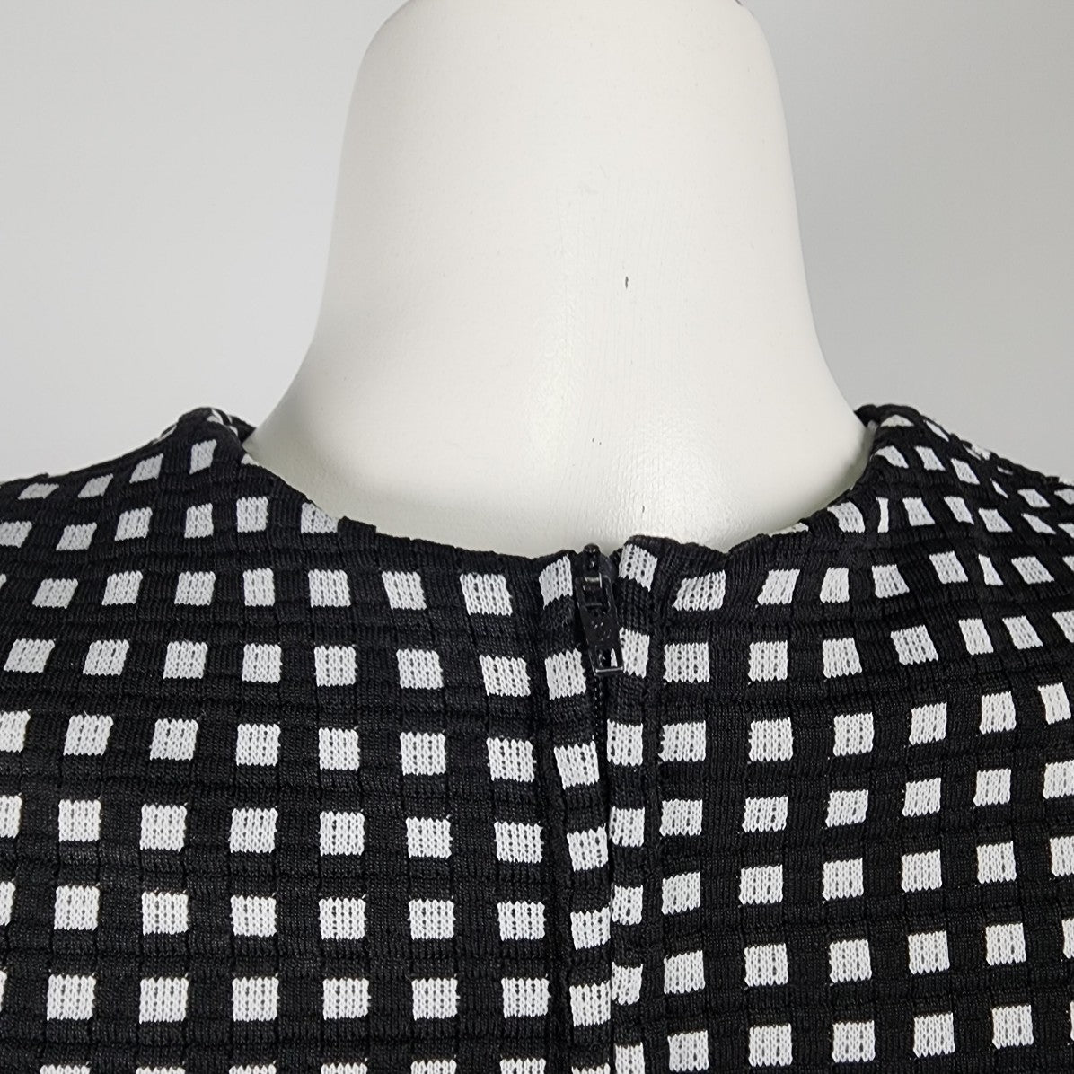 Vintage Black Check Print Fit & Flare Dress Size M