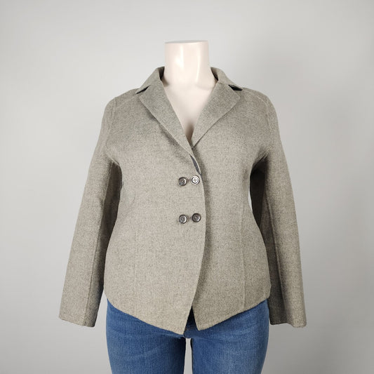 Olsen Grey Wool Felt Button Up Jacket Blazer Size L/XL