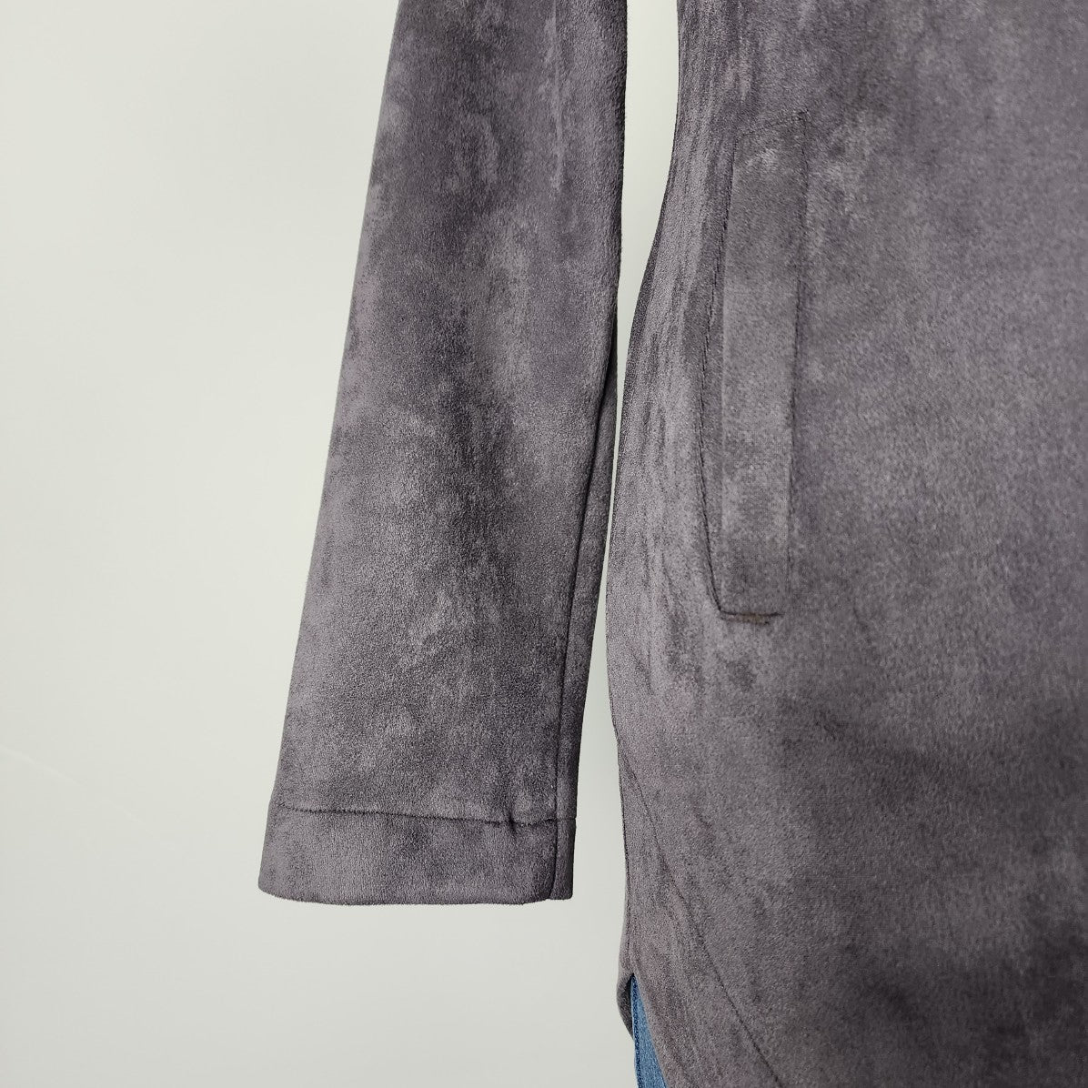 Nounke Grey Faux Suede Asymmetrical Zip Up Light Jacket Size L