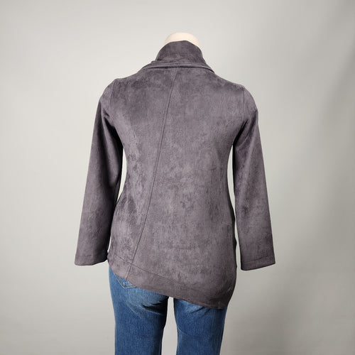 Nounke Grey Faux Suede Asymmetrical Zip Up Light Jacket Size L