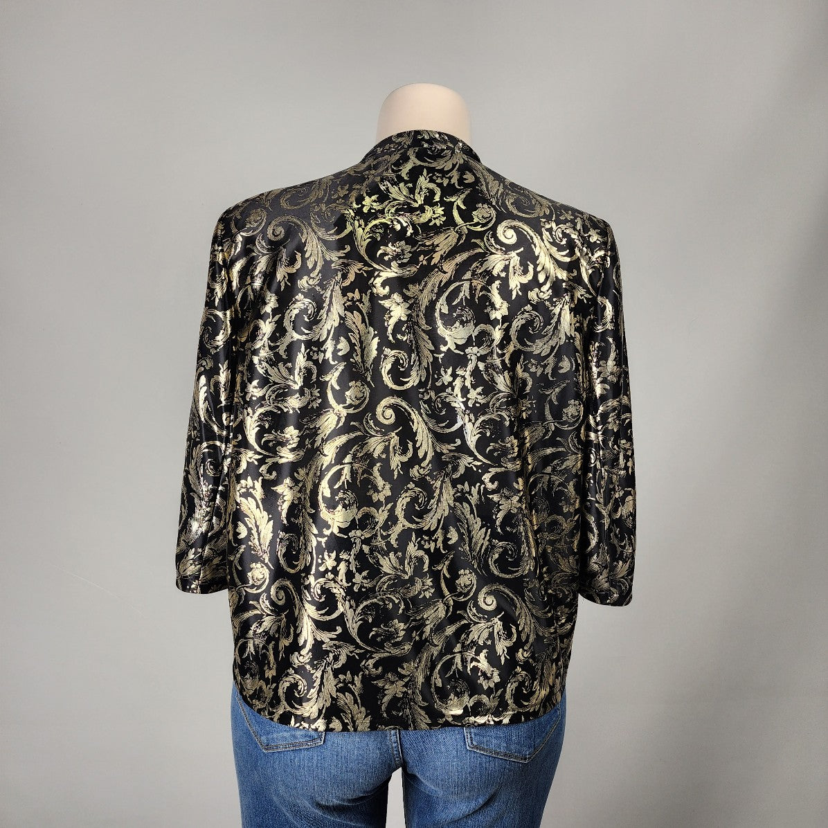 Vintage Tan Jay Gold Metallic Cardigan Jacket Size 16