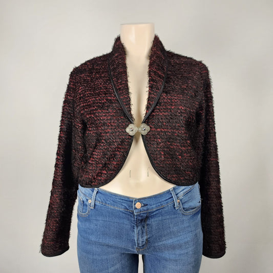 Vintage Long Horn Pink & Black Cropped Collared Jacket Size M/L