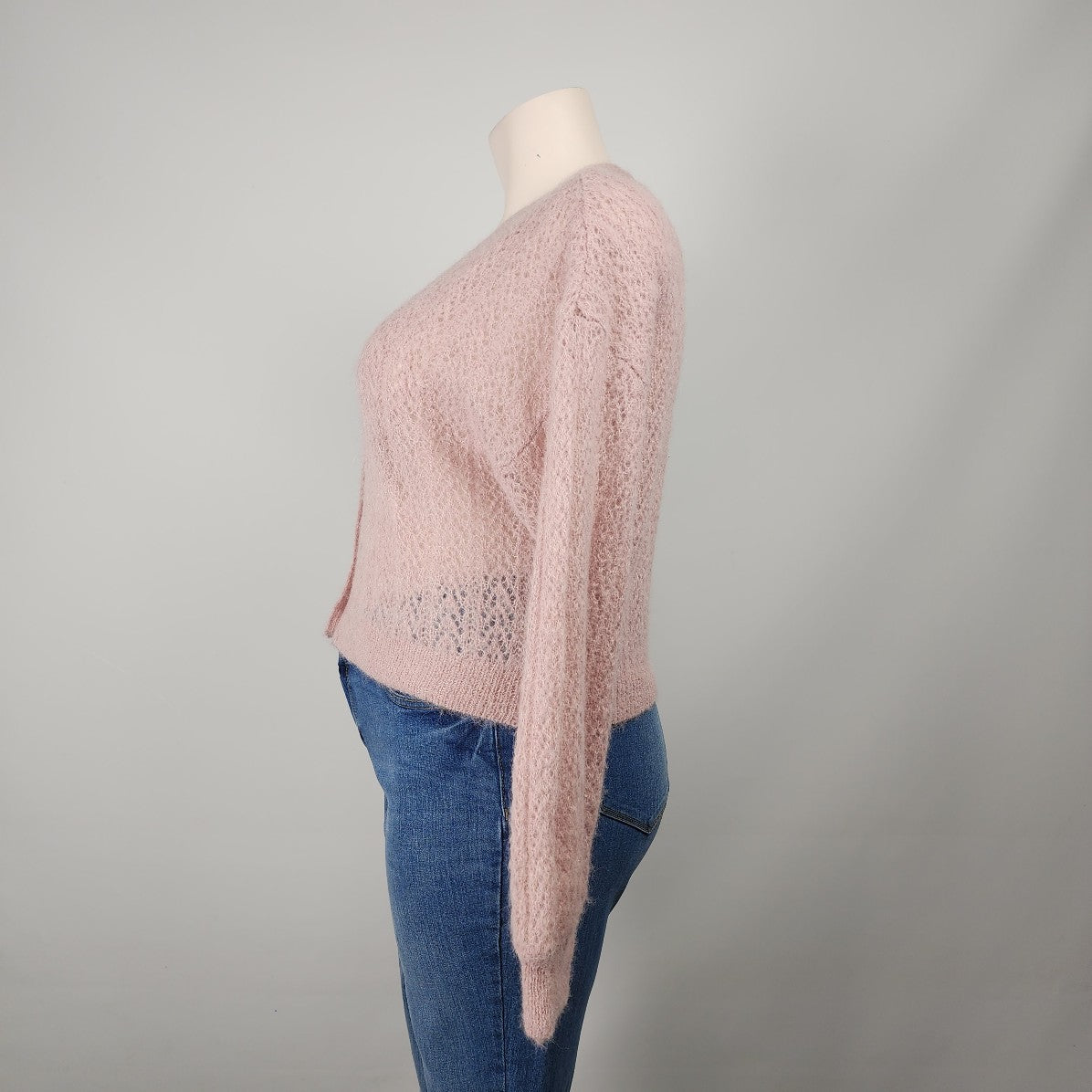 Free People Pink Knit Button Up Cardigan Size XL