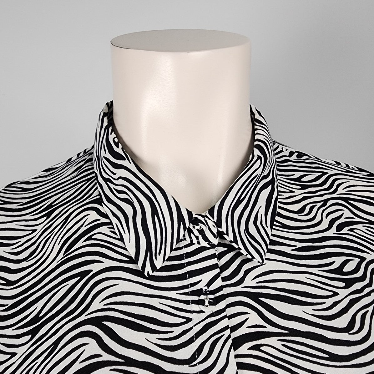 Gabrielle Black Zebra Print Button Up Blouse Size 1X