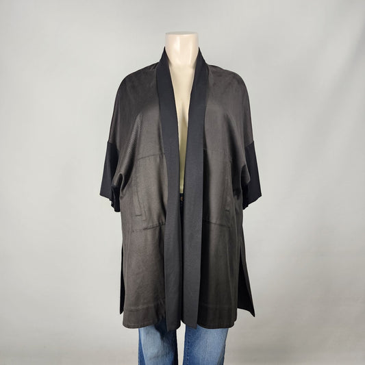 Amma Grey Faux Suede Kimono Cardigan Size XL