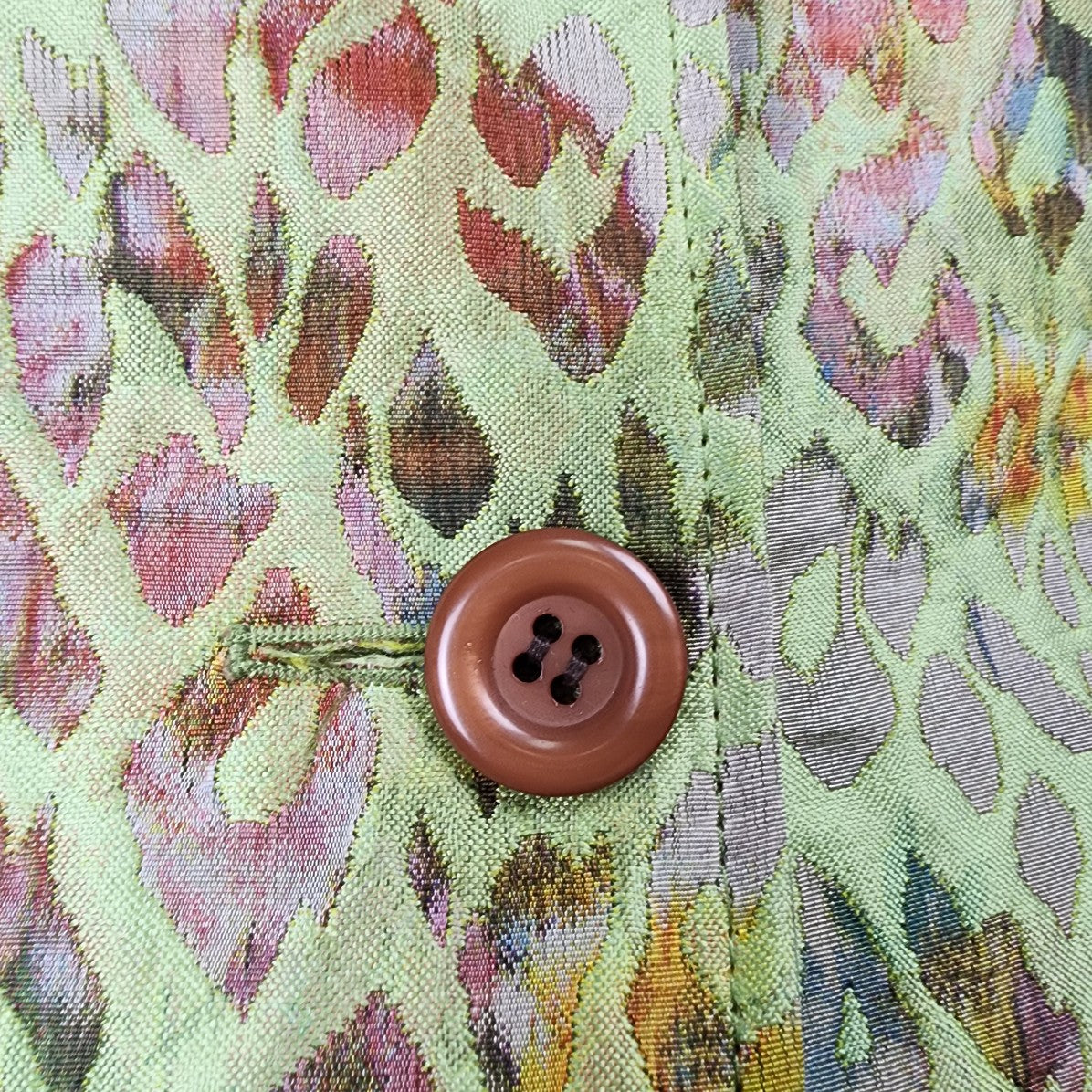 Mallia Green Animal Print Button Up Pea Coat Size XL