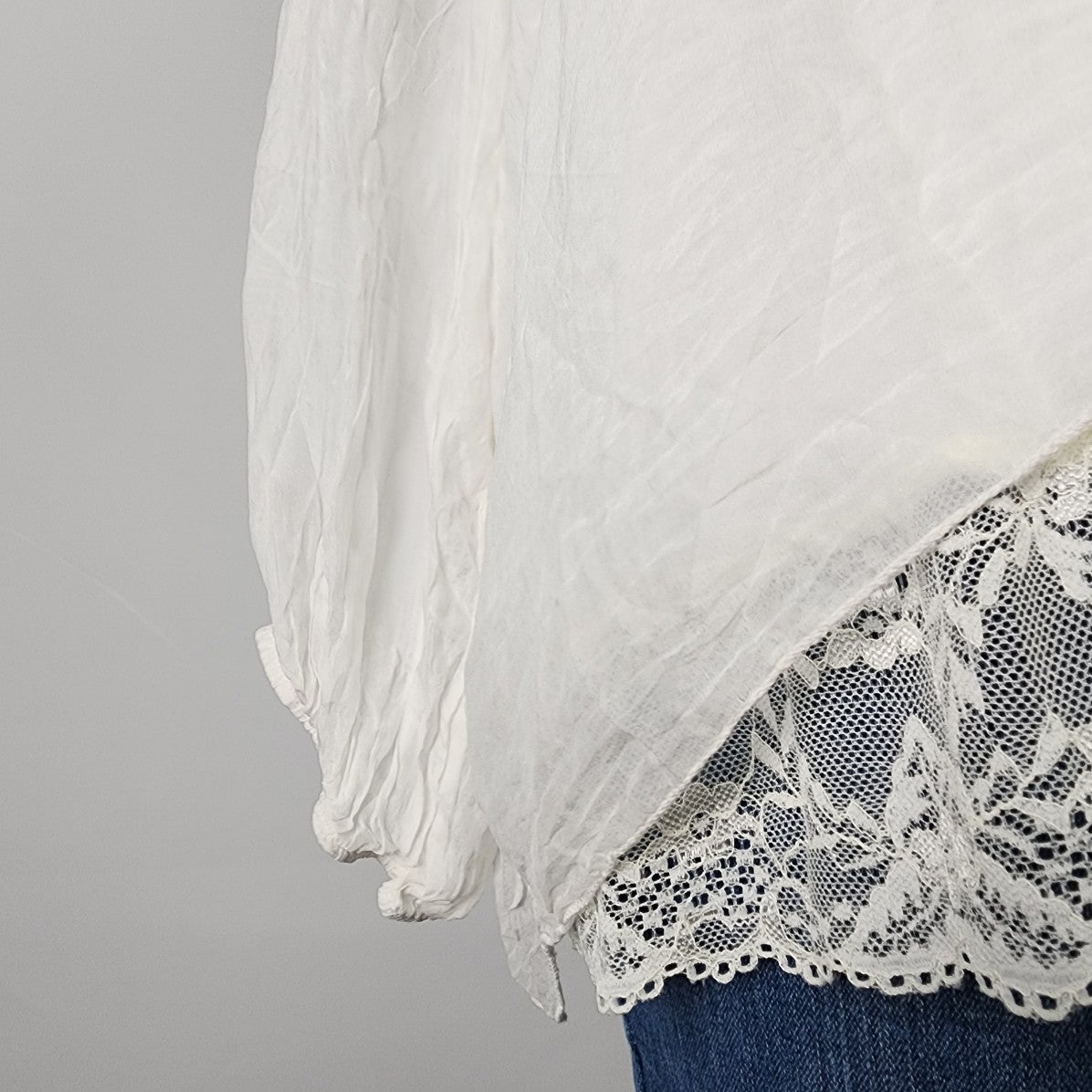 Giusy Made In Italy White Silk Lace Blouse Top Size 3X