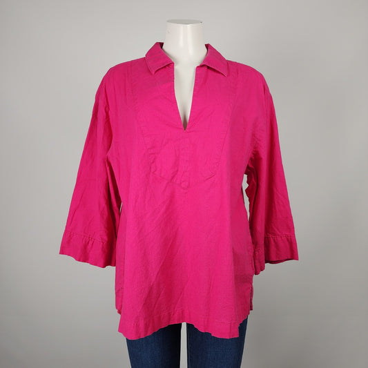 H&M Pink V Neck Collared Blouse Size M/L