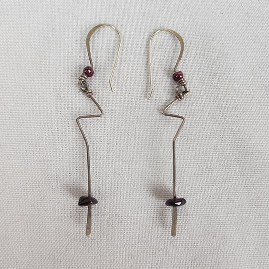 Artisan Silver Purple Beaded Drop Earrings