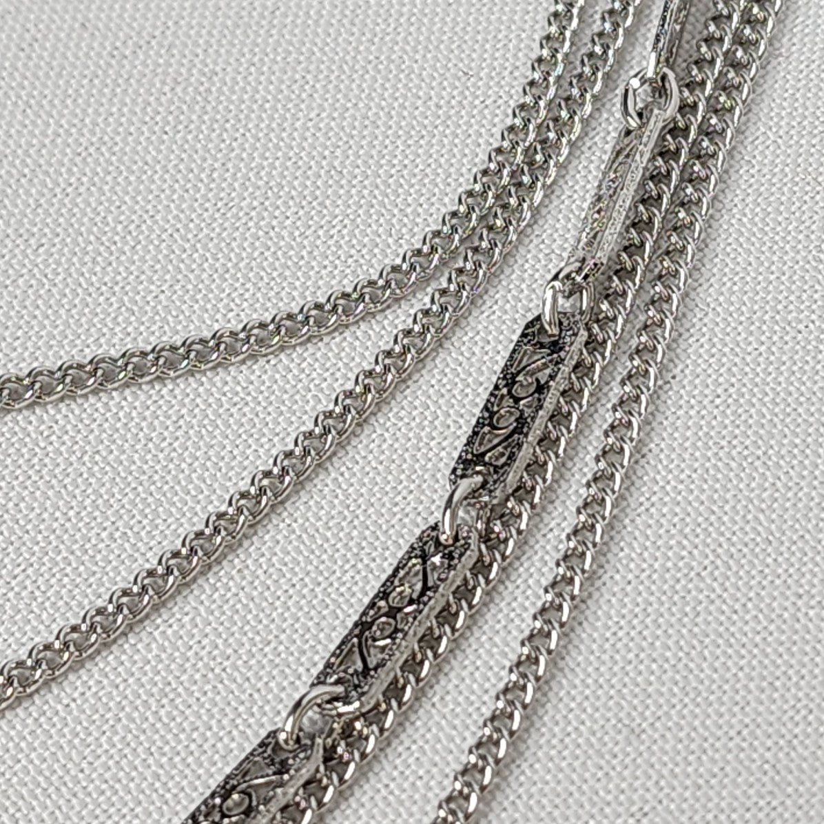 Vintage Silver Layered Chain Necklace