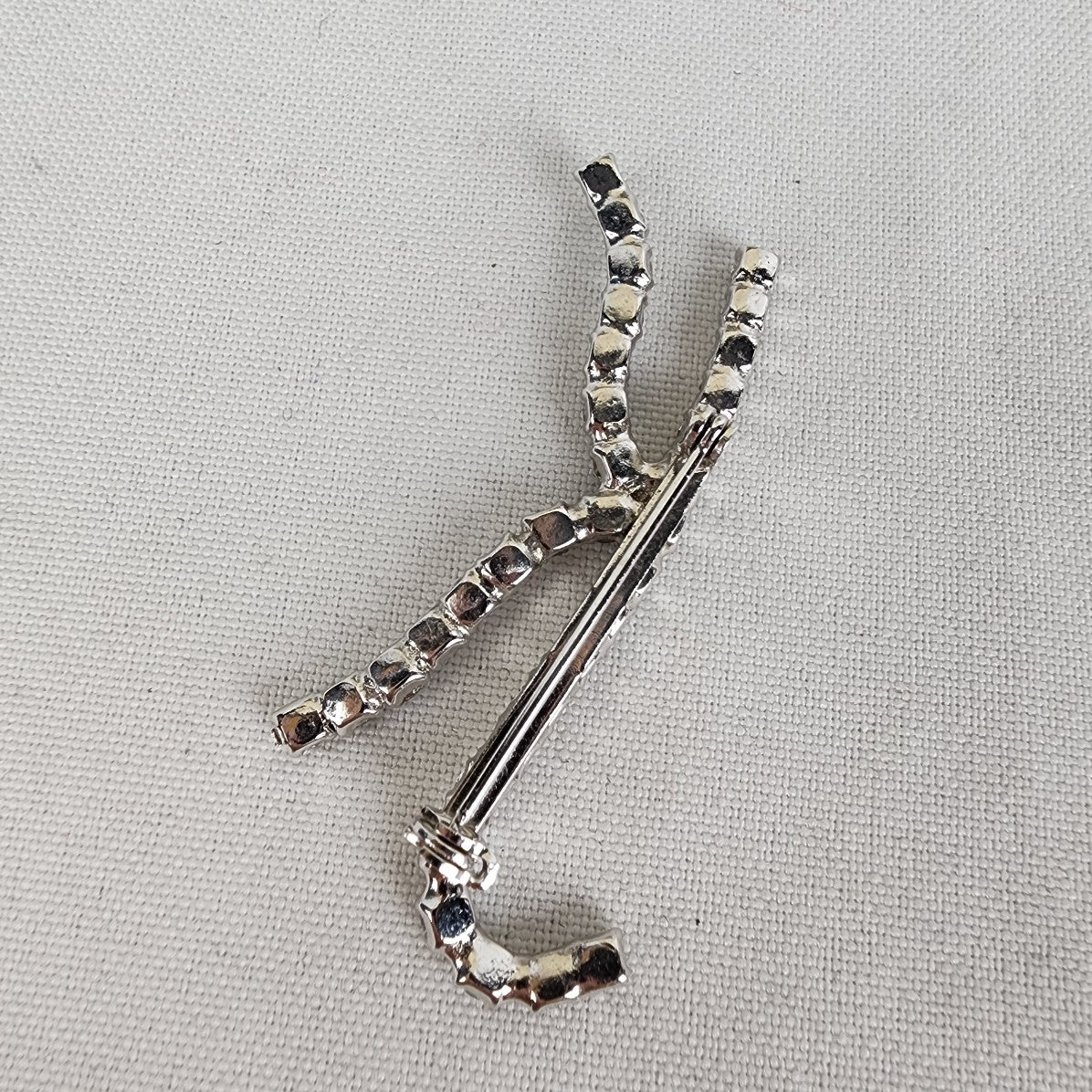 Vintage Silver Rhinestone Initial K Brooch