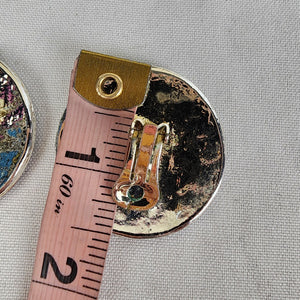Vintage Red Enamel Metal Clip On Earrings