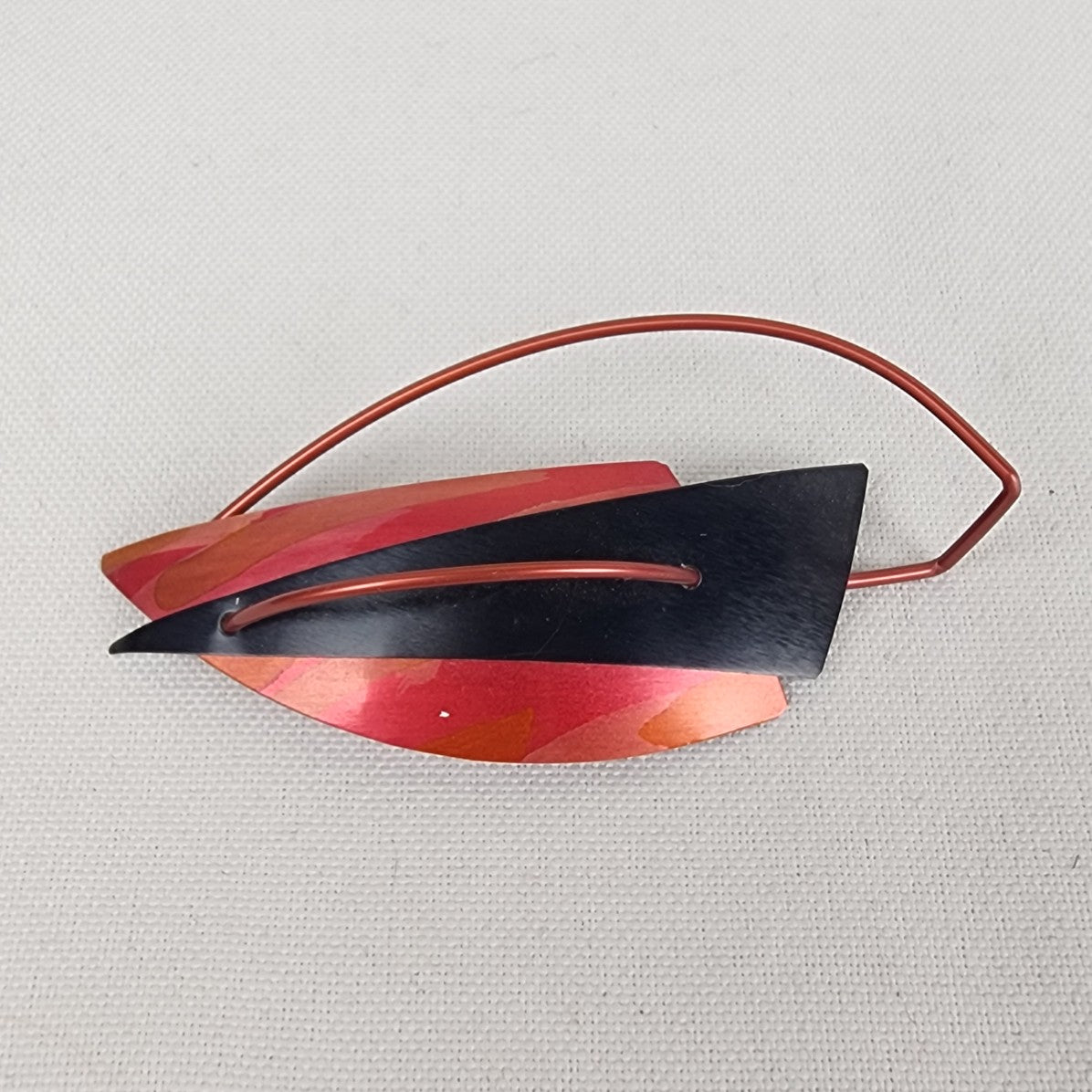 Vintage Red Modernist Metal Red Brooch