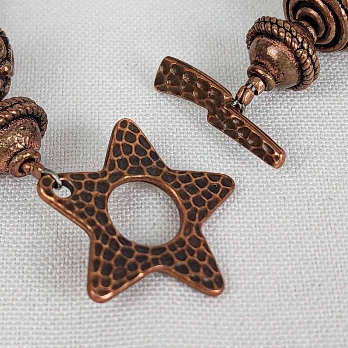 Copper Filagree Beaded Star Toggle Bracelet