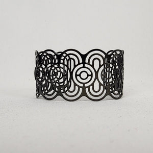X S. Steel Black Laser Cut Cuff Bracelet