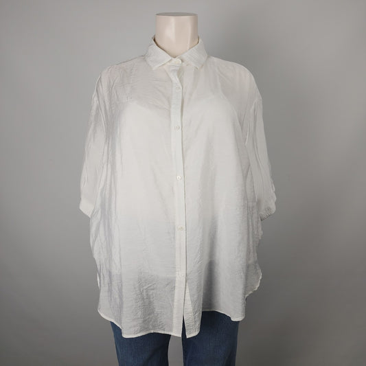 Molly Bracken White Button Up Short Sleeve Blouse Size 3XL
