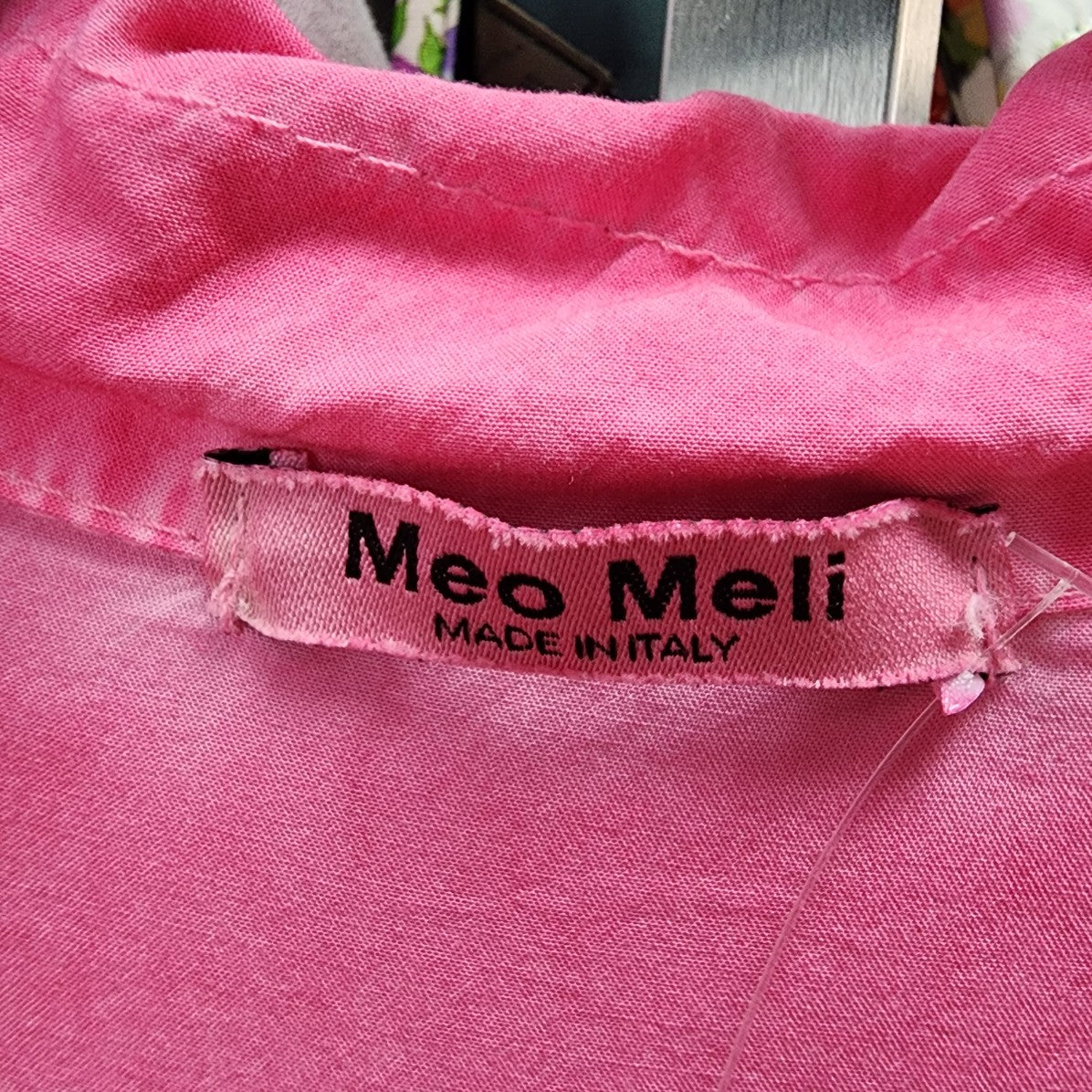 Meo Meli Made In Italy Pink Cotton Button Up Blouse Size L
