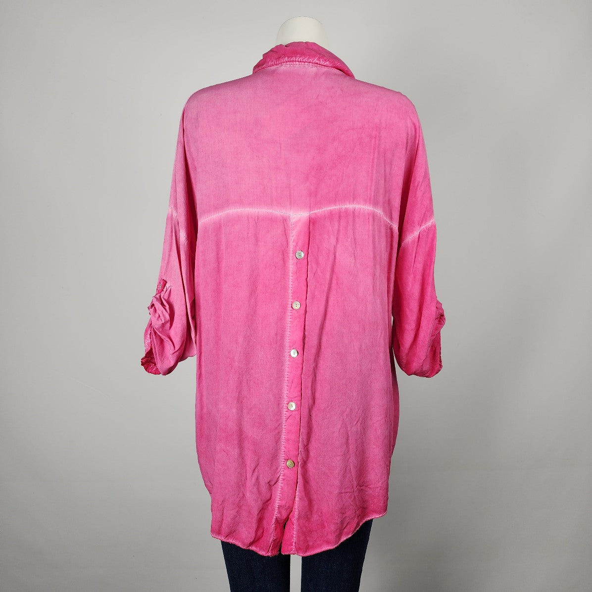 Meo Meli Made In Italy Pink Cotton Button Up Blouse Size L