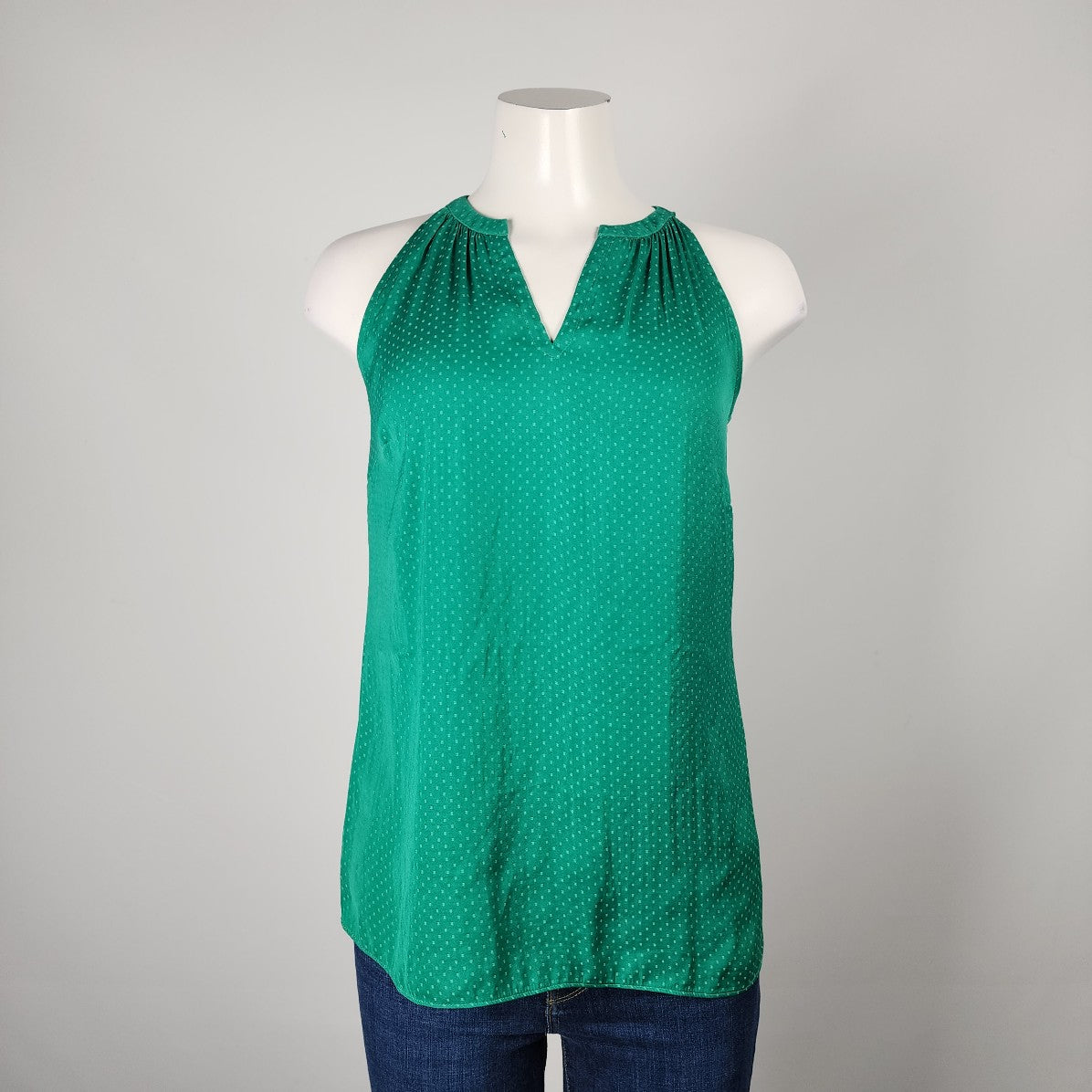 Cabi Green Polka Dot Sleeveless Blouse Top Size XS