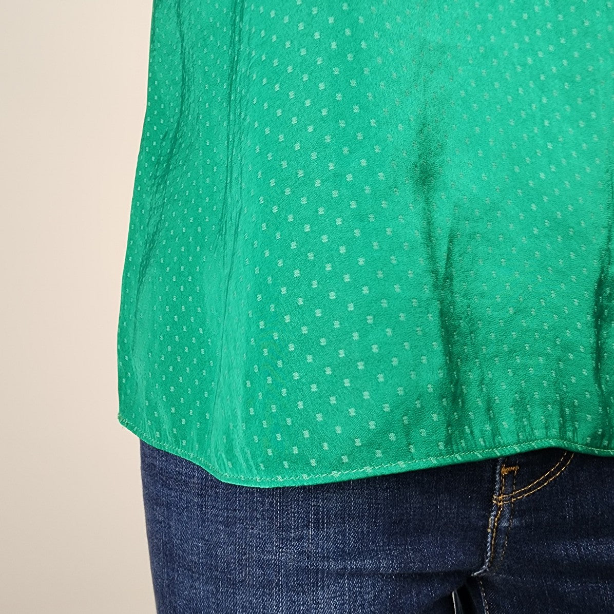 Cabi Green Polka Dot Sleeveless Blouse Top Size XS